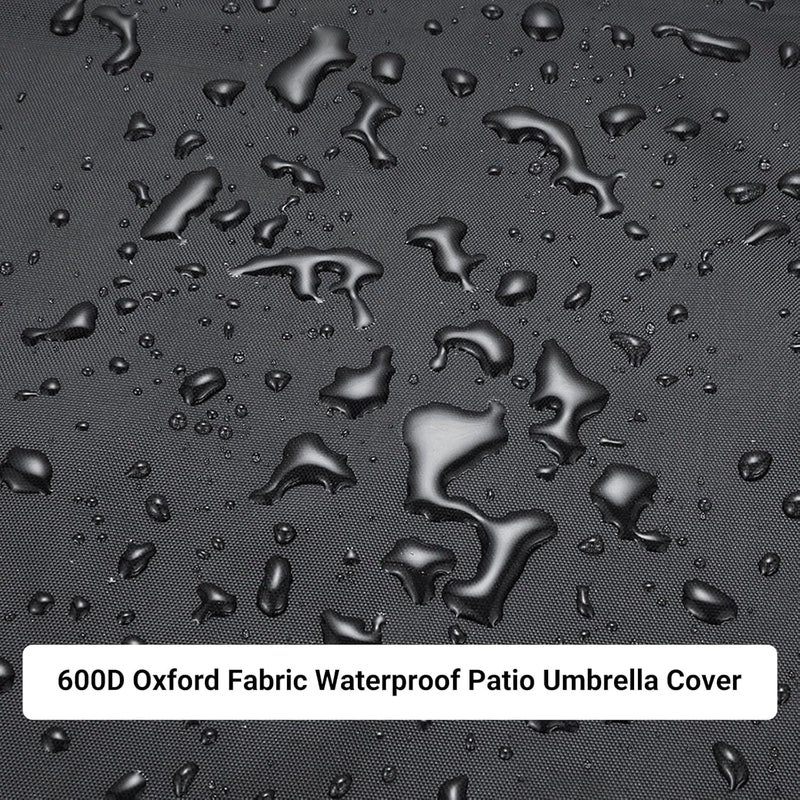 OKPOW Umbrella Cover 420D Oxford Fabric Patio Umbrella Covers Waterproof with Zip, for 9ft to 12ft Garden Outdoor Umbrella (Black) - Image 3